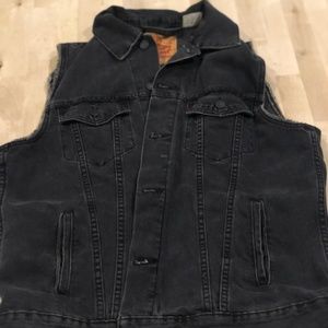 Levi's Black Denim Vest Trucker Jacket